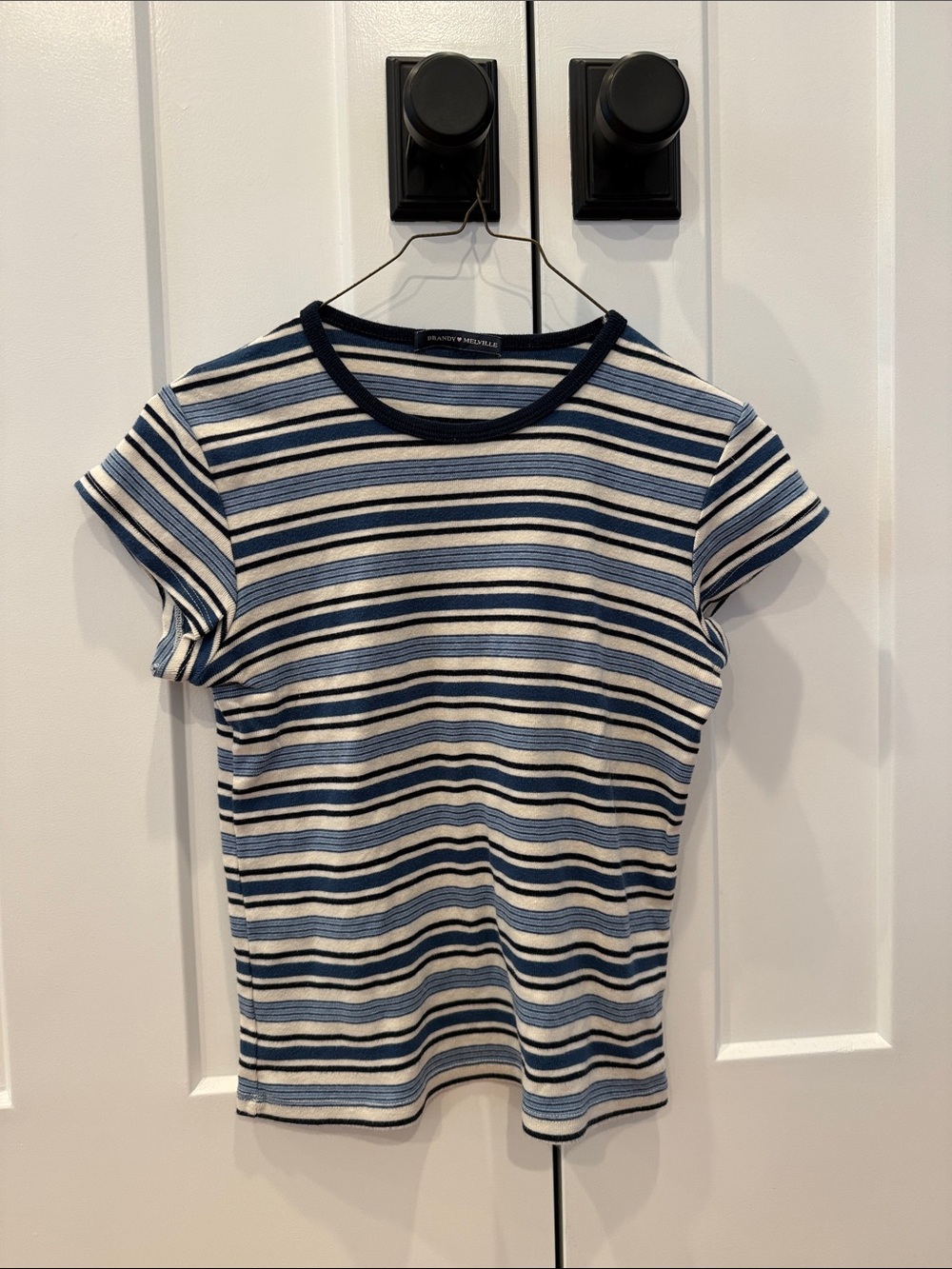 blue and white striped brandy melville top